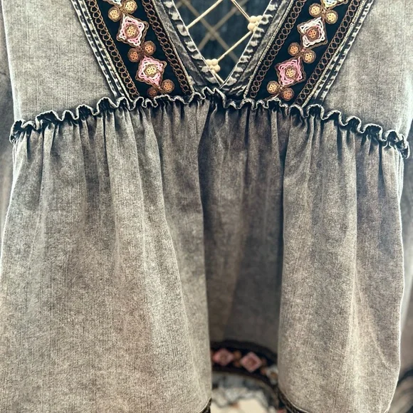 Free people blouse baby doll size large UNIQUE 😉 - Picture 14 of 16